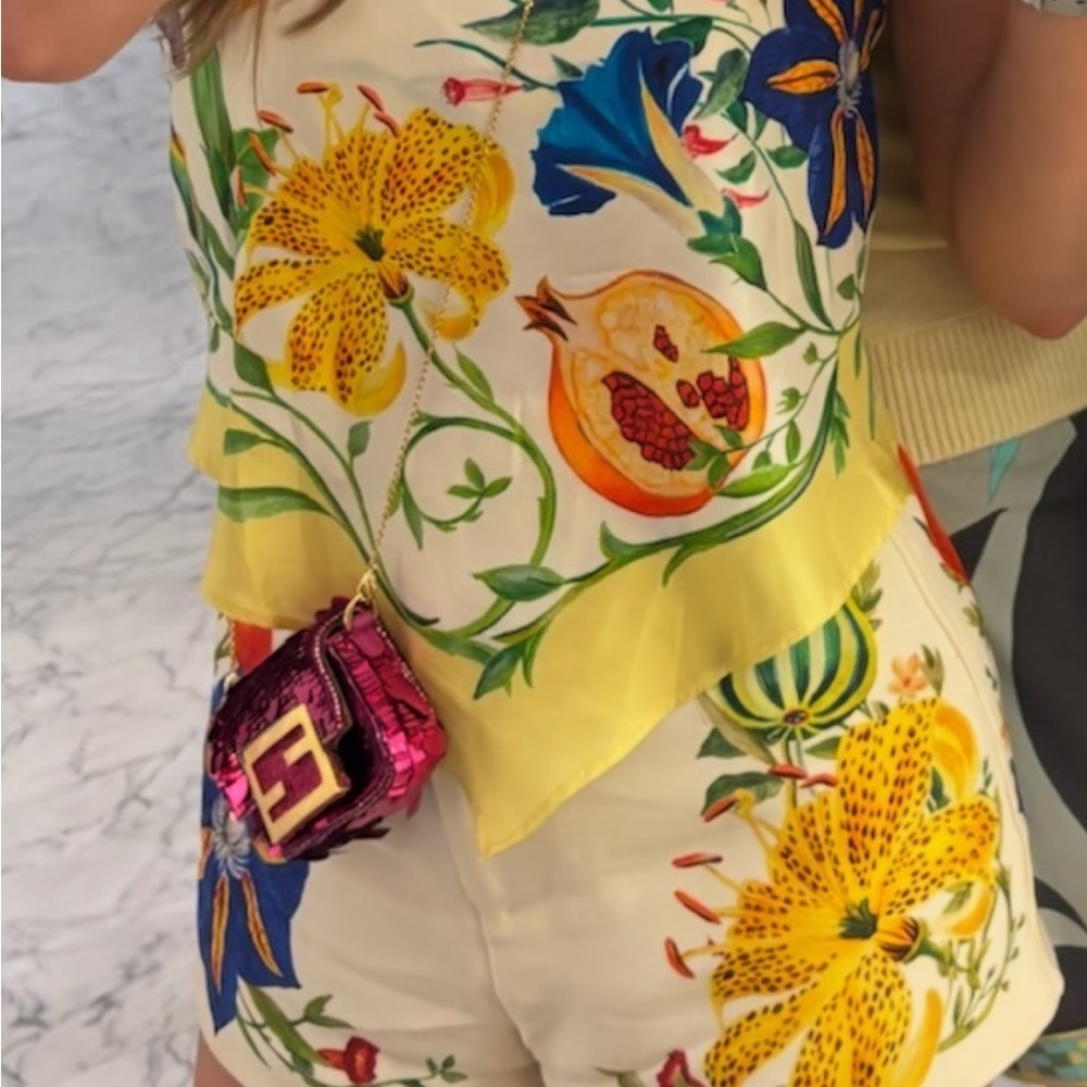 Alemais Floral High Waist Shorts - Yellow, Blue, Red